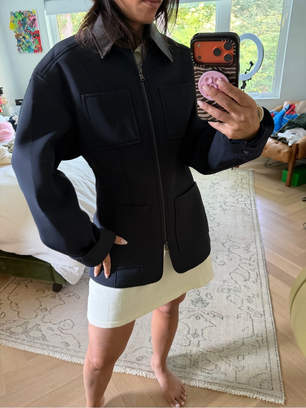 TIBI
BONDED TWILL SCULPTED WORKMENS JACKET - NAVY